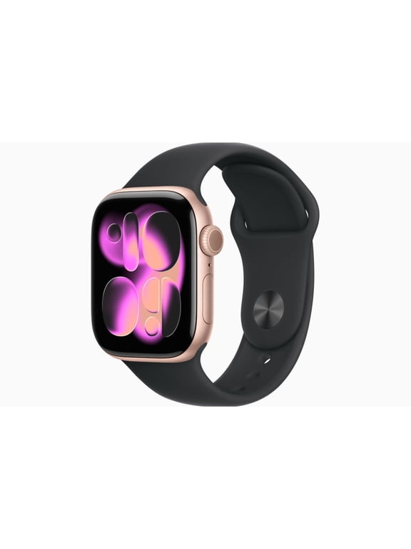 Restored Apple Watch Series 11 - GPS + Cellular - 46MM Rose Gold Aluminum Case with Black Sport Band - S/M