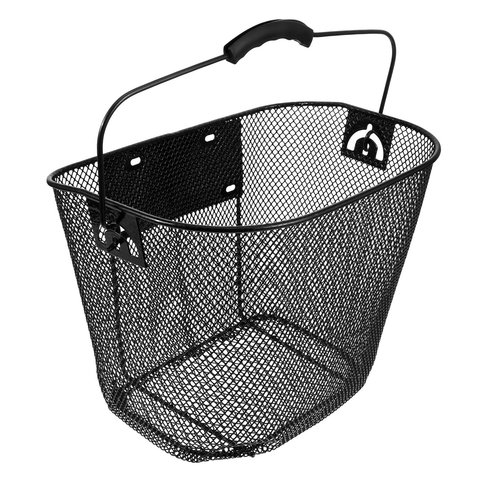 Toyvian Heavy Duty Front Basket, Detachable & Foldable Bike Storage Basket for Back to School, Black, 1 Set