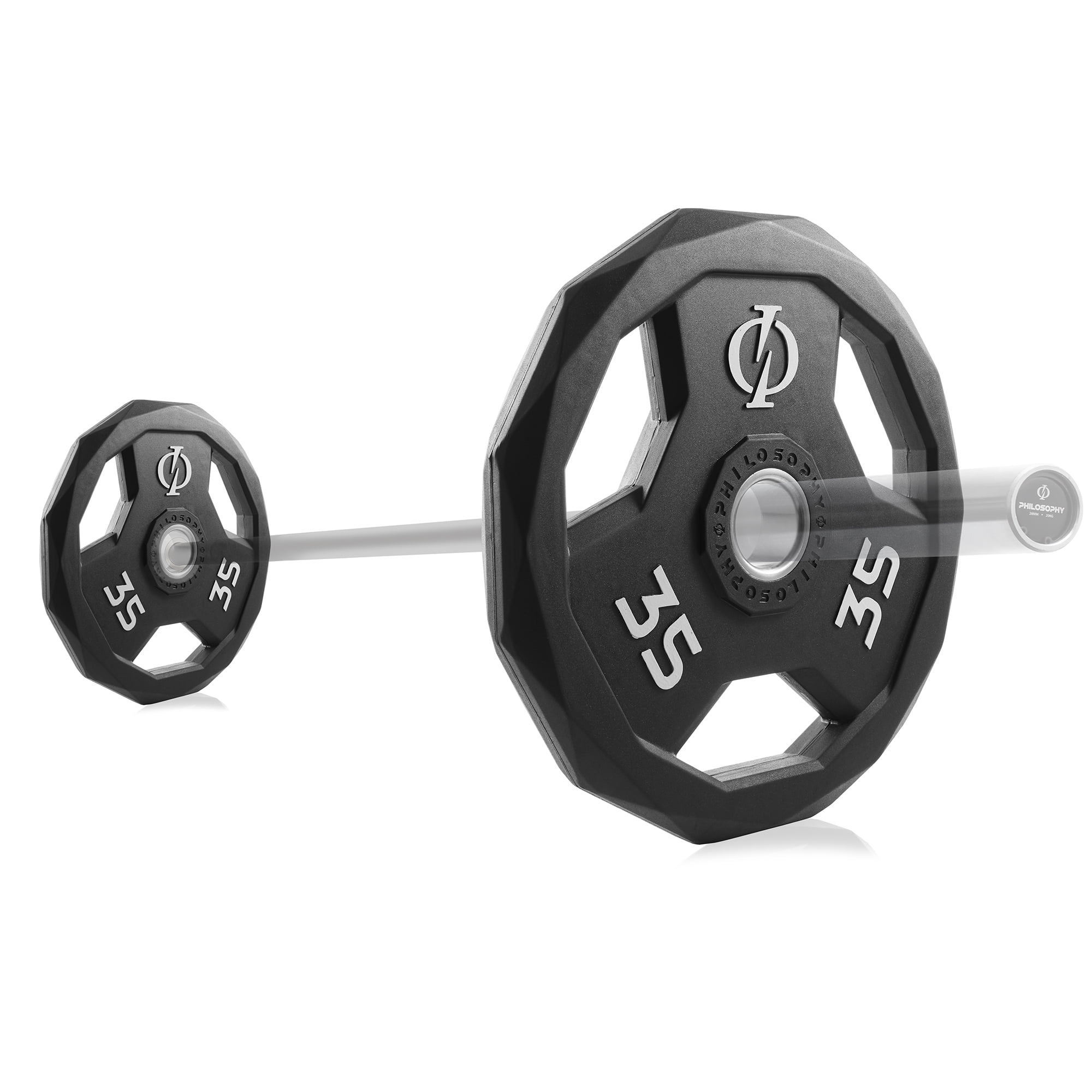 Philosophy Gym Set of 2 Rubber Coated 2-inch Olympic Grip Weight Plates (35 LB each) for Weightlifting