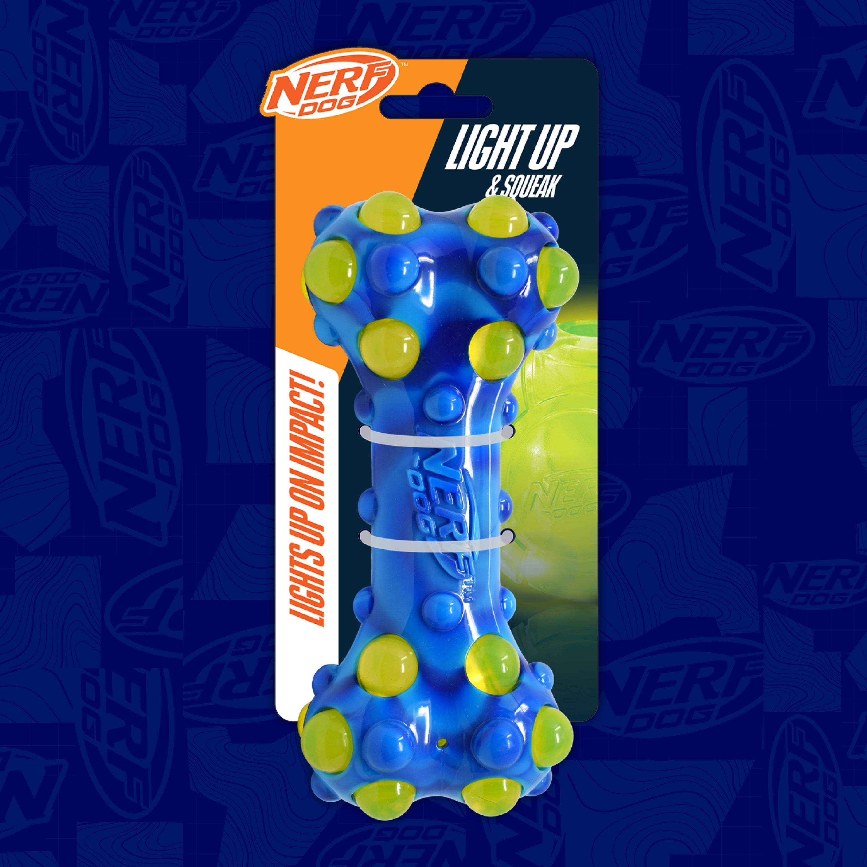 Nerf Dog TPR Bubble Light Up & Squeak Bone, 7 inch