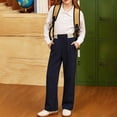 thumbnail image 5 of CONZONE Big Girls Back To School Pants Straight Leg Stretchy Pants for Girls High Elastic Waist Lightweight Fall Trousers with Pockets Size 11-12 Years, 5 of 5