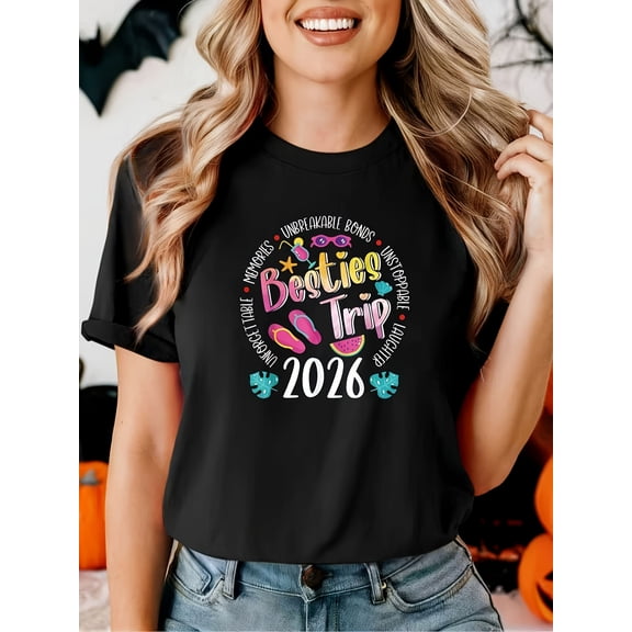 Women's Cute Graphic Besties Trip 2026 T-Shirt