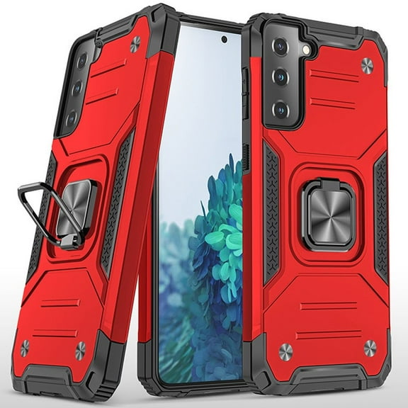 For Samsung Galaxy s21, s30 Robust Magnetic Kickstand Hybrid Case Cover - Red