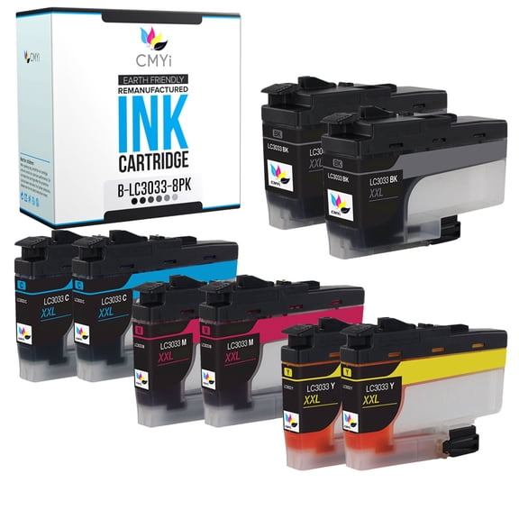 CMYi LC3033 Combo Pack of 8 Ink Cartridge compatible for Brother LC3033 - MFC J805DW, J805DW XL, J815DW XL, J995DW, J995DW XL (2 Black, 2 Cyan, 2 Magenta, 2 Yellow)