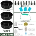 thumbnail image 4 of RFAQK 133PCs Round Cake Pans Sets for Baking + Cake Decorating Supplies - 3 Non-Stick 8 Inch Cake Pan with Baking Supplies, Piping Tips, Cake Leveler, Icing Spatula and 35 Parchment Papers with eBook, 4 of 6
