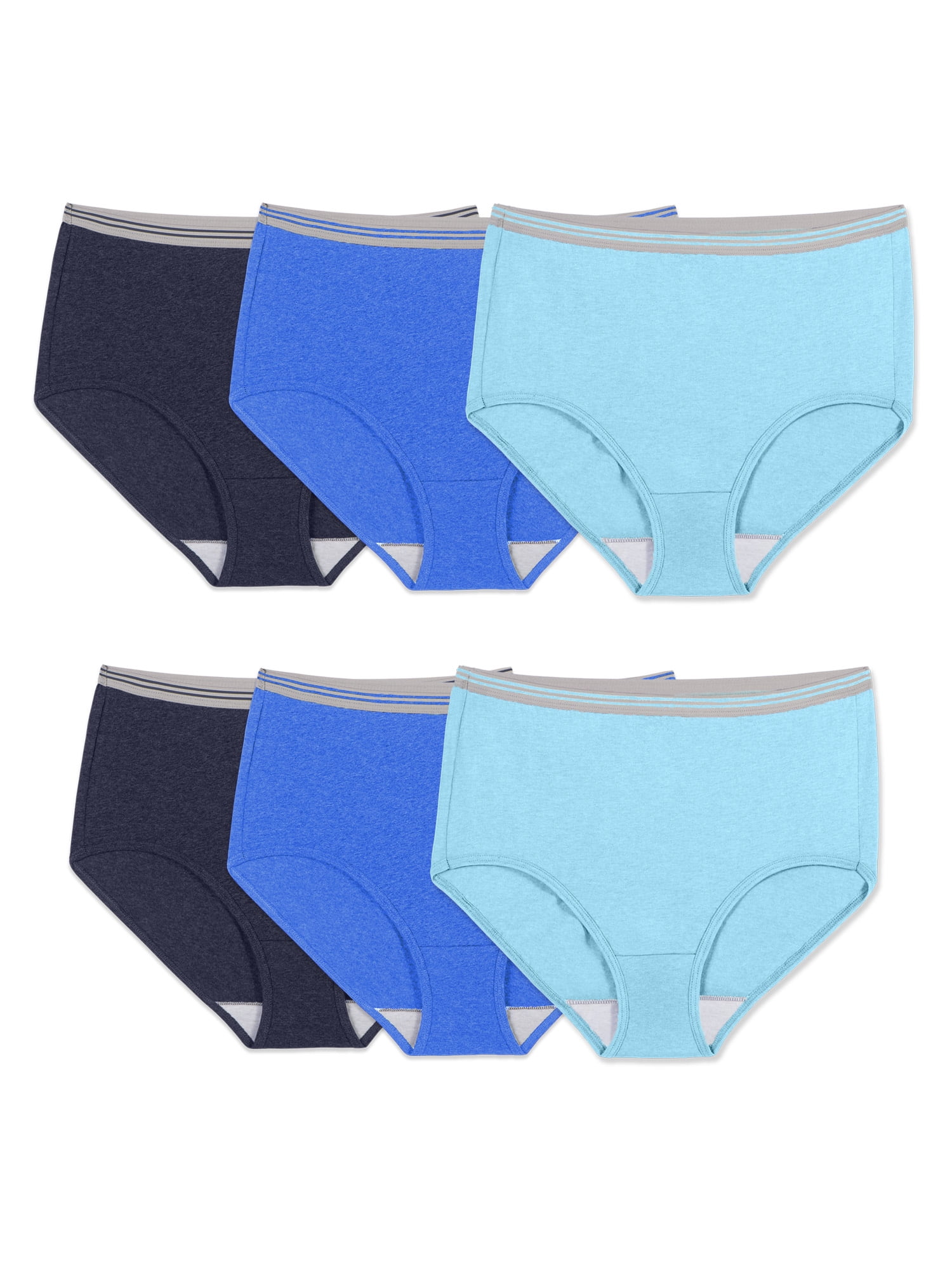 Fit for Me Women's Plus Size Brief Underwear, 6 Pack, Sizes 9-13