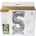 thumbnail image 3 of 54 inch Stand-Up Numberz 5 - Silver (Air-Fill Only) Foil Mylar Balloon - Party Supplies Decorations, 3 of 5