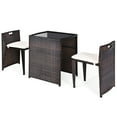 thumbnail image 2 of Gymax 3 PCS Cushioned Wicker Patio Furniture Set Seat Sofa Outdoor No Assembly Brown, 2 of 9