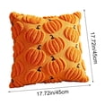 thumbnail image 3 of Orange Halloween Pumpkin Pillowcase, Embroidered Chenille Square Cover, 17x17 Inch for Festive Fall Home Decor, 3 of 7
