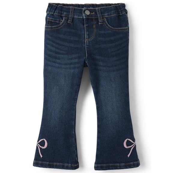 The Children's Place Toddler Girls Embroidered Bow Flare Jeans, Sizes 12M-5T