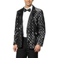 thumbnail image 4 of INSPIRE CHIC Men's Blazers Formal Tuxedo Peak Lapel One Button Glitter Argyle Sequin Blazers S Silver, 4 of 7