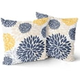 thumbnail image 3 of Yellow and Blue Throw Pillows Covers 16x16 Set of 2, Gray Navy Dahlia Flower Pillow Cushion Cases, Floral Decor Throw Pillows Cover Gifts for Bed Couch Sofa Living Room, 3 of 6