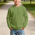 thumbnail image 3 of RUTAYY Boys Sweatshirt Waffle Knit Crew Neck Long Sleeve Cozy Solid Color Casual Pullover, Light Green, 3 of 6