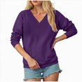 thumbnail image 3 of Towmus Casual Womens Sweatshirts V Neck Long Sleeve Blouses Basic Solid Pullover Tops Sweatshirt for Women, 3 of 6