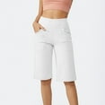 thumbnail image 5 of GXIPO Women's 12" Bermuda Long Shorts with Pockets High Waisted Stretch Knee Length Shorts for Women Summer Walking White M, 5 of 9