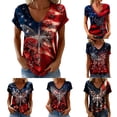 thumbnail image 5 of haizhen 250 Anniversary USA Shirt Women 4th of July Tshirts Shits for Women Summer Short Sleeve Red White And Blue America Tops Womens Patriotic T Shirts Red, XL, 5 of 5