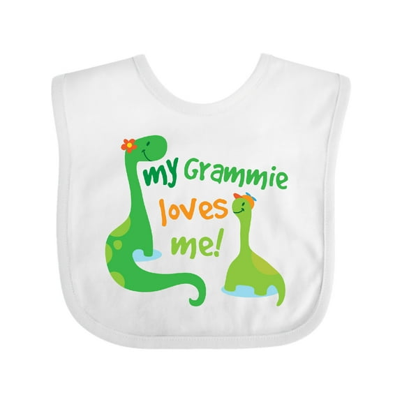Inktastic My Grammie Loves Me Grandson Dinosaur Boys Baby Bib