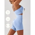 thumbnail image 3 of GAI YI Women's 2-Piece Coordinated Set High-Intensity Workout Set - Seamless Sports Bra & High-Waisted Shorts， Tummy Control & Breathable，Blue，Size M, 3 of 5