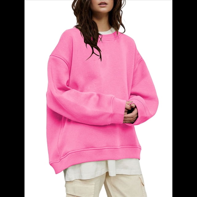 Sudadera de Mujer con Cuello Redondo de Gran Tamaño Y2K, Suéter de Moda de Otoño e Invierno, Jersey. Rosa L