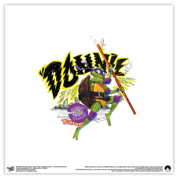 Gallery Pops Nickelodeon Teenage Mutant Ninja Turtles: Mutant Mayhem - Brotherhood Donnie Wall Art, Unframed Version, 12" x 12"