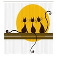 thumbnail image 3 of Ambesonne Kitten Shower Curtain, Cartoon Cat Silhouettes Sun, 69"Wx84"L, Brown Chocolate and Brown, 3 of 4