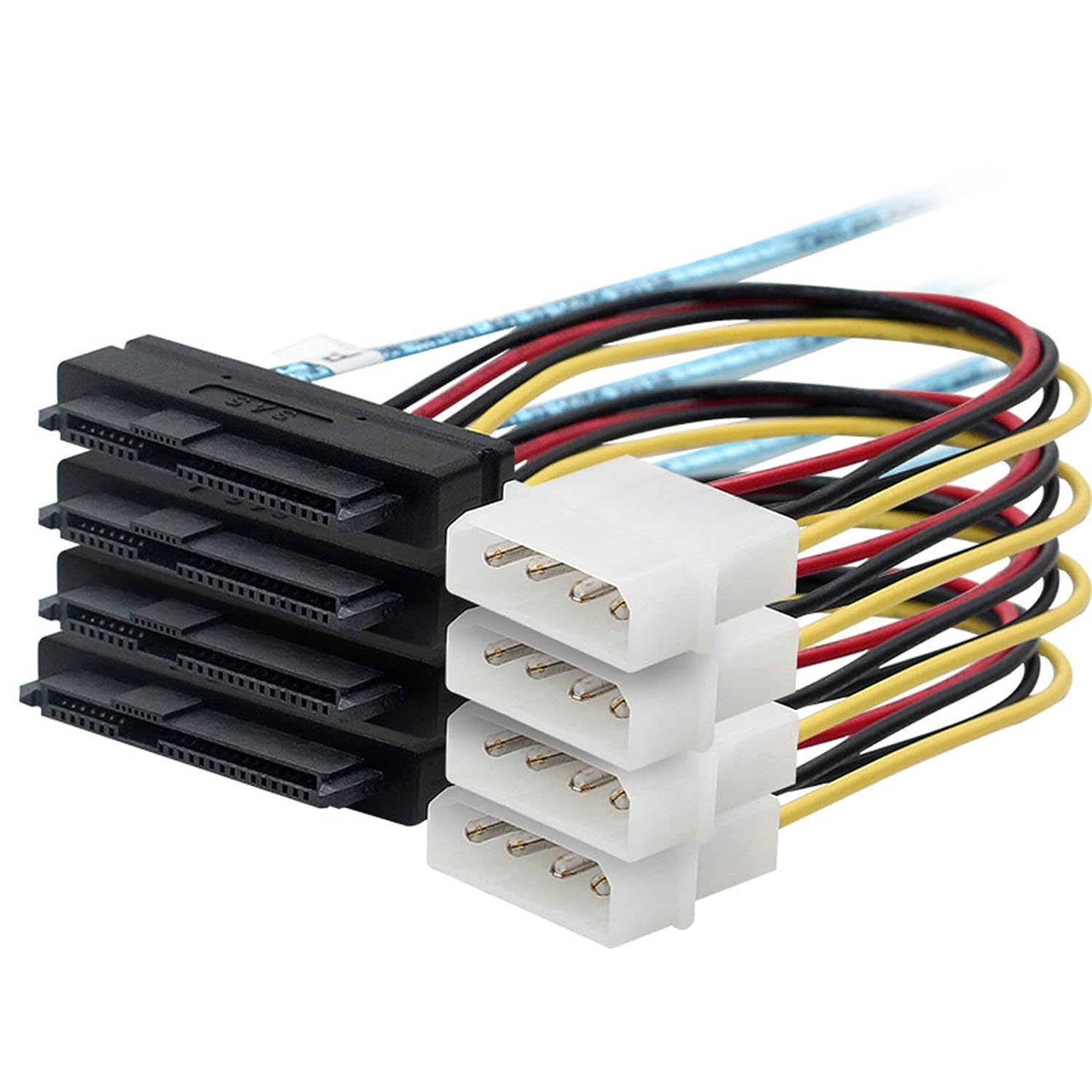 HRTGFD-Internal Mini SAS SFF-8087 to (4) 29pin SFF-8482 connectors with SATA Power, 1M / 3.3FT