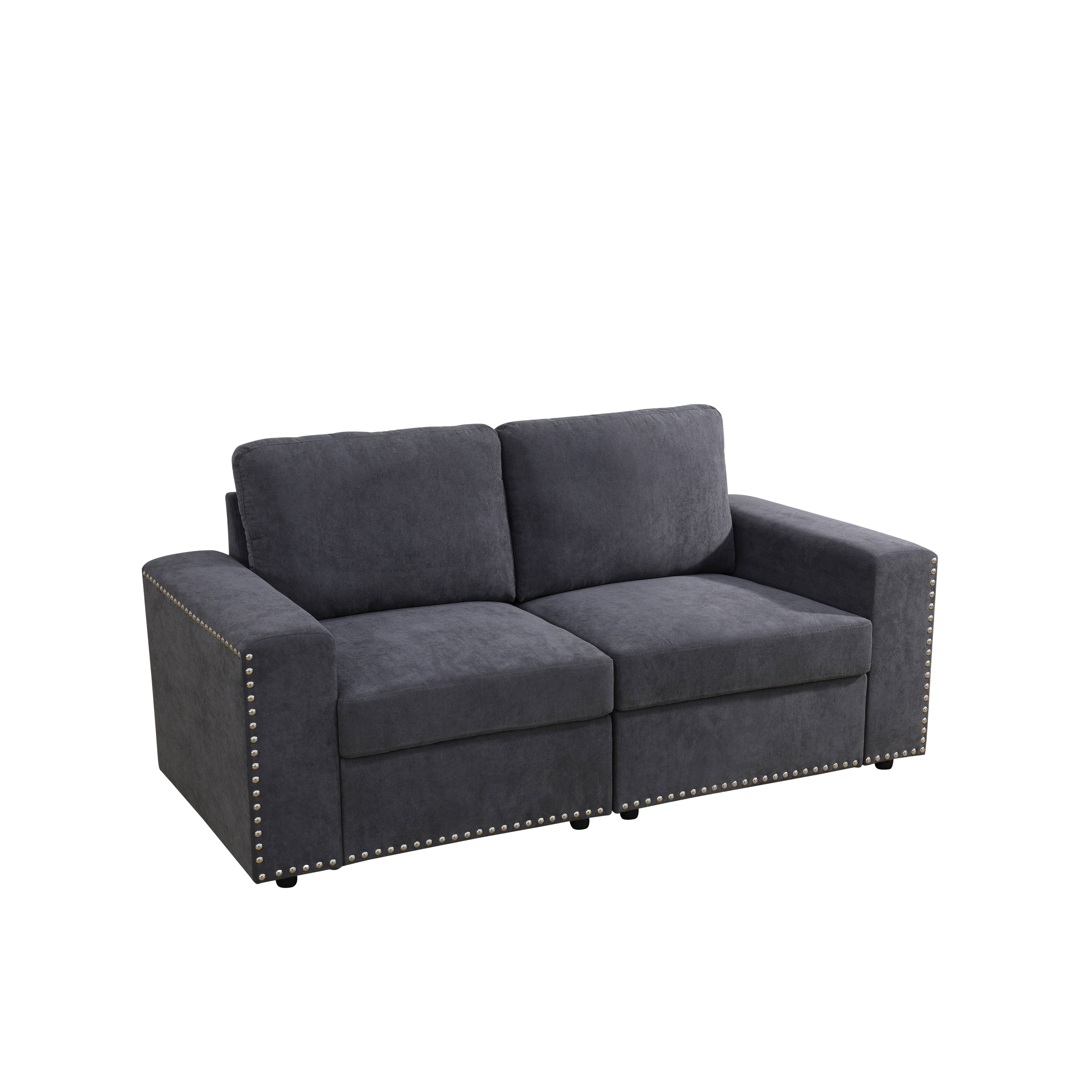 MAYEERTY Dark Gray Corduroy Fabric Living Room Sofa Set