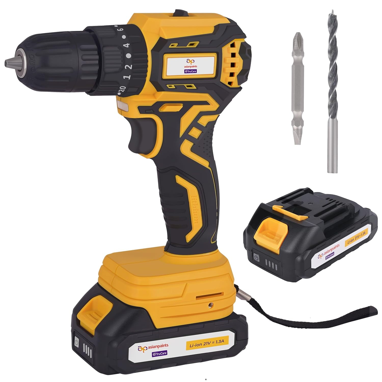 Trucare Cordless Drill 21v, 10mm Chuck With 2000mah Battery | Convenient & Easy To Use, Ideal For Home & Diy Repair | Variable Speed, Drilling & Screwdriver, Ergonomic Grip, Comfortable