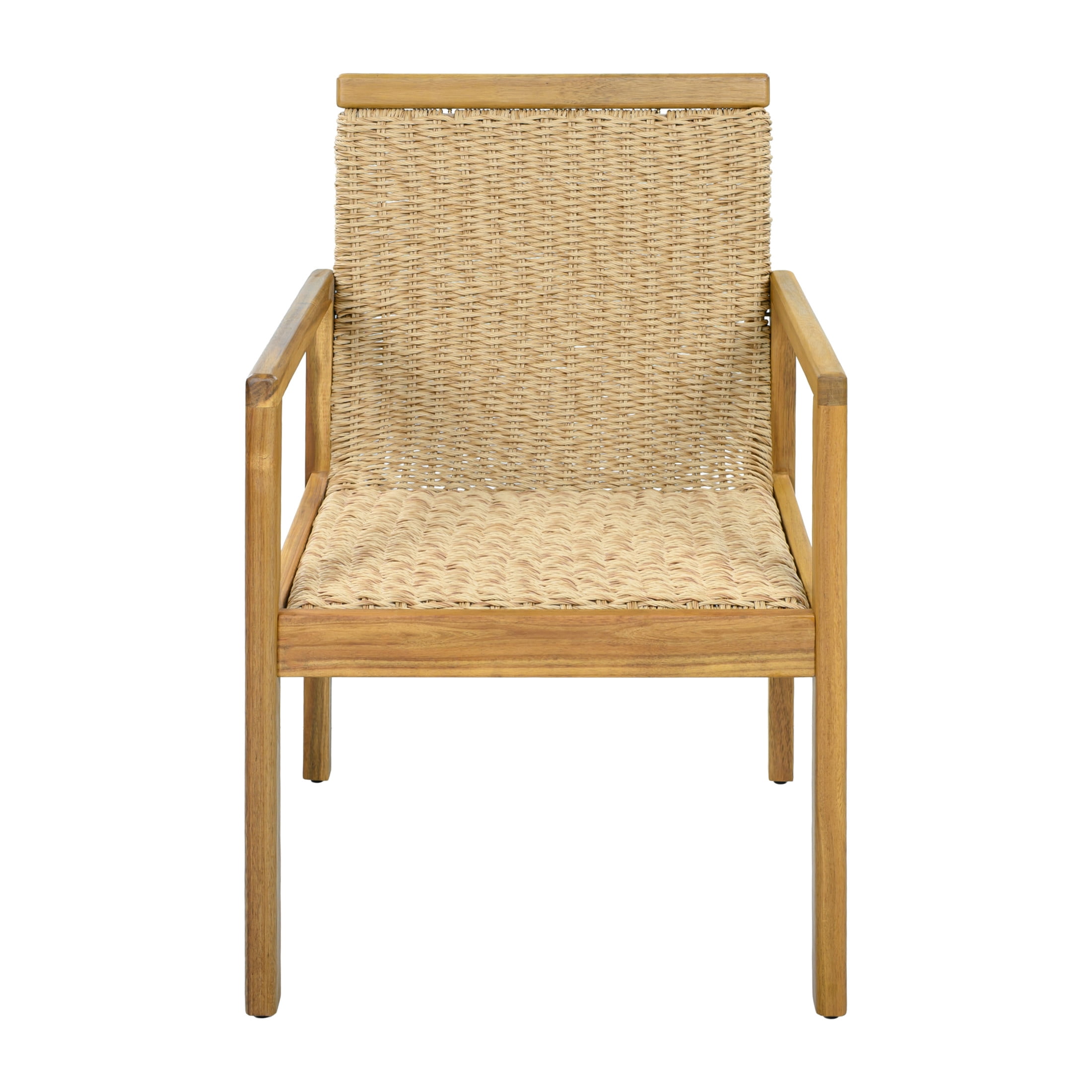 Christopher Knight Home 5-Piece Coastal Outdoor Wood Dining Set, Teak Oval Table and Natural Wicker Chairs