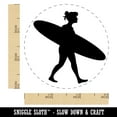 thumbnail image 2 of Surfer Woman with Surfboard Walking Self-Inking Rubber Stamp Ink Stamper - Green Ink - Small 3/4 Inch, 2 of 7