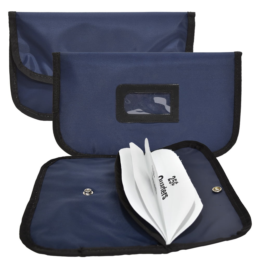 Coin Bag w/ Dividers Navy Blue Snap Closure Compartment Coin Bag