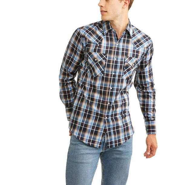 Plains Western Wear - Men's Long Sleeve Basic Snap Western Shirt ...