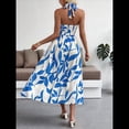 thumbnail image 4 of Vestidos Halter para Mujer 2025, Vestidos Florales Midi, Casuales, Sueltos, con Cuello en V, Vestido Estilo Camiseta, Vestido de Tirantes Tipo A. Azul S, 4 of 10