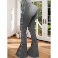 thumbnail image 4 of Women's Flared Jeans, High-Waist Stretch French-Style Jeans, Loose-Leg Buttoned Denim Pants, Flared Denim Jeans (S-5XL) grey 4XL, 4 of 7