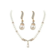 Crystals Angel Wings Pearl Beads Jewelry Choker Pendants Necklaces Earrings Sets