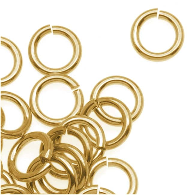 14K Gold Plated JUMPLOCK Jump Rings 6mm Diameter 18 Gauge Thick (50