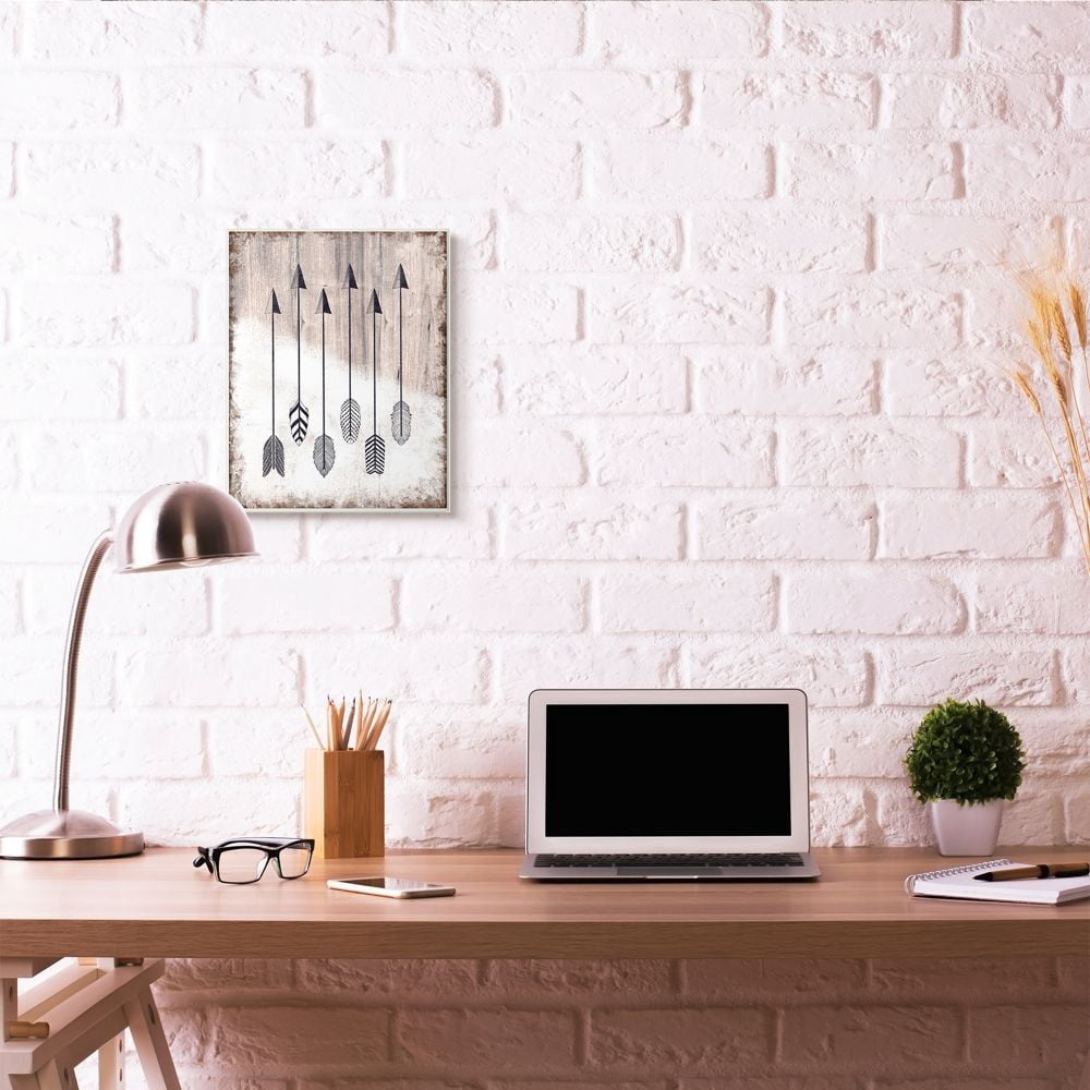 Tribal Arrow Feather Pattern Black And White Design Oversized Wall Plaque Art by Ziwei Li
