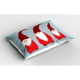 thumbnail image 2 of Ambesonne Gnome Pillow Sham 2 Pack, Elves in Santa Clothes Xmas, 36"x20", Vermilion Ruby Pale Blue, 2 of 3