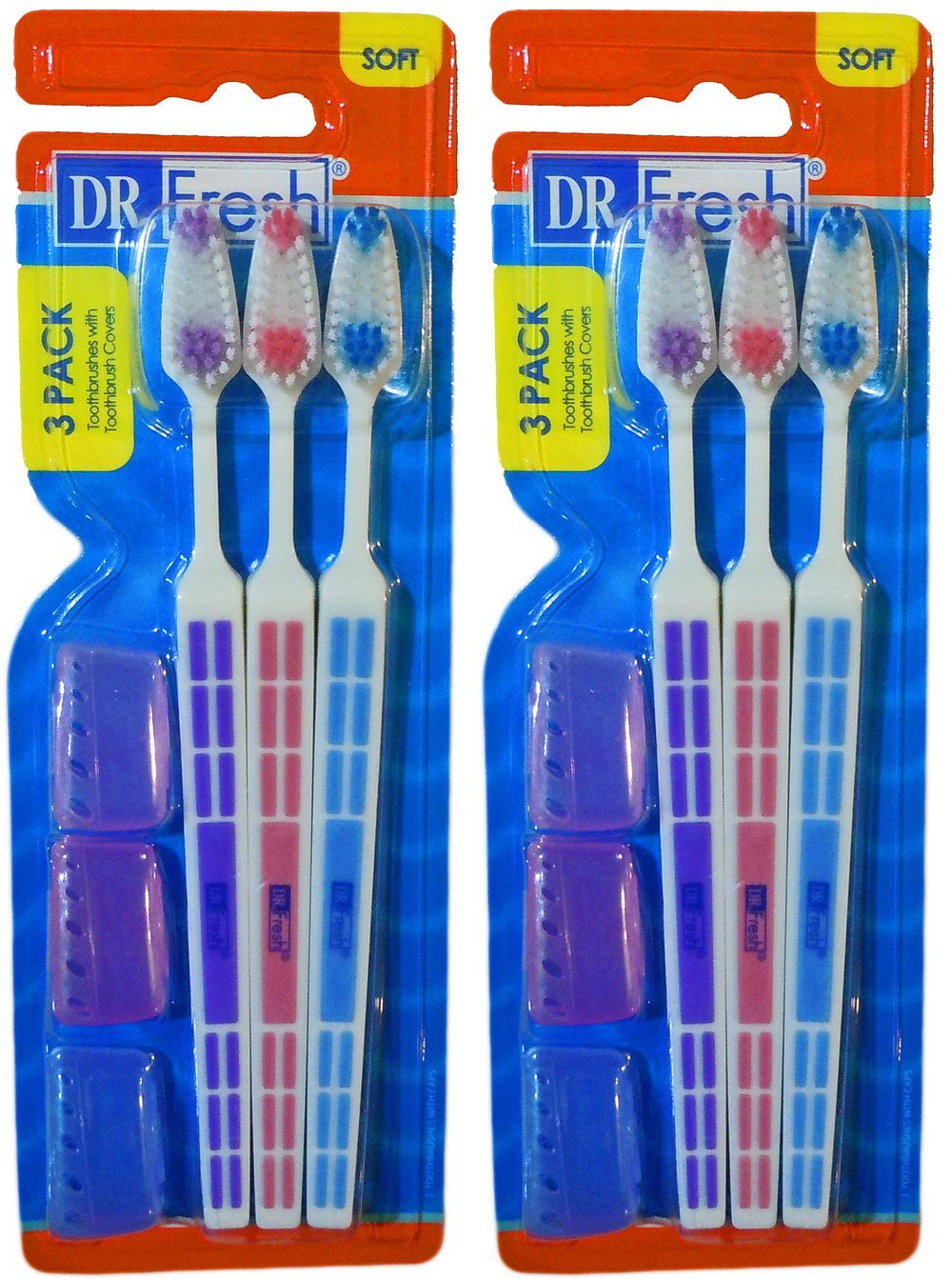 Dr. Fresh Toothbrushes With Toothbrush Covers 3 Toothbrushes per pack