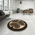 thumbnail image 4 of Ahgly Company Tapis Rond Lavable en Machine Intérieur Transitionnel Noir Brun, 3 Pieds Rond, 4 of 7