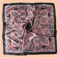 thumbnail image 3 of REORIAFEE Satin Headscarf Women's Like Silk Satin Scarf for Hair Wrapping at Night Scarf for Sleeping 90CM Silk Square Scarf Hand Flower Turban Shawl Scarf Black One Size, 3 of 5