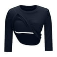 thumbnail image 6 of Besolor Womens 3/4 Sleeve Tops with Built in Bras Ribbed Knit Stretch Slim Fitted Casual Crewneck Bottom Homewear Pajama Top, 6 of 7