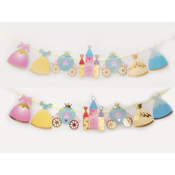 Juego de 2 decoraciones de princesa rosa para fiesta de cumpleaños, cartel de princesa, castillo, decoración de mesa de fiesta, tema de princesa para niñas, fondo de fiesta de cumpleaños, suministros TUNC Sencillez