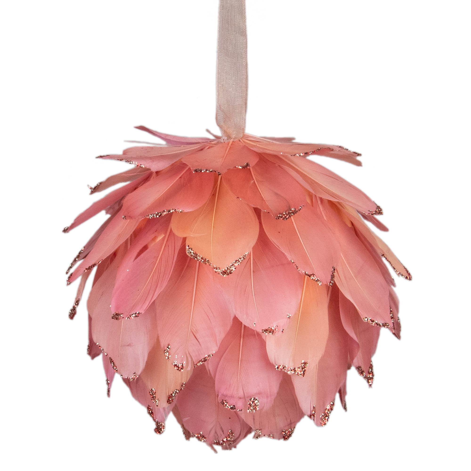 4.5" Coral Pink Feather Feather Hanging Christmas Ornament  Walmart