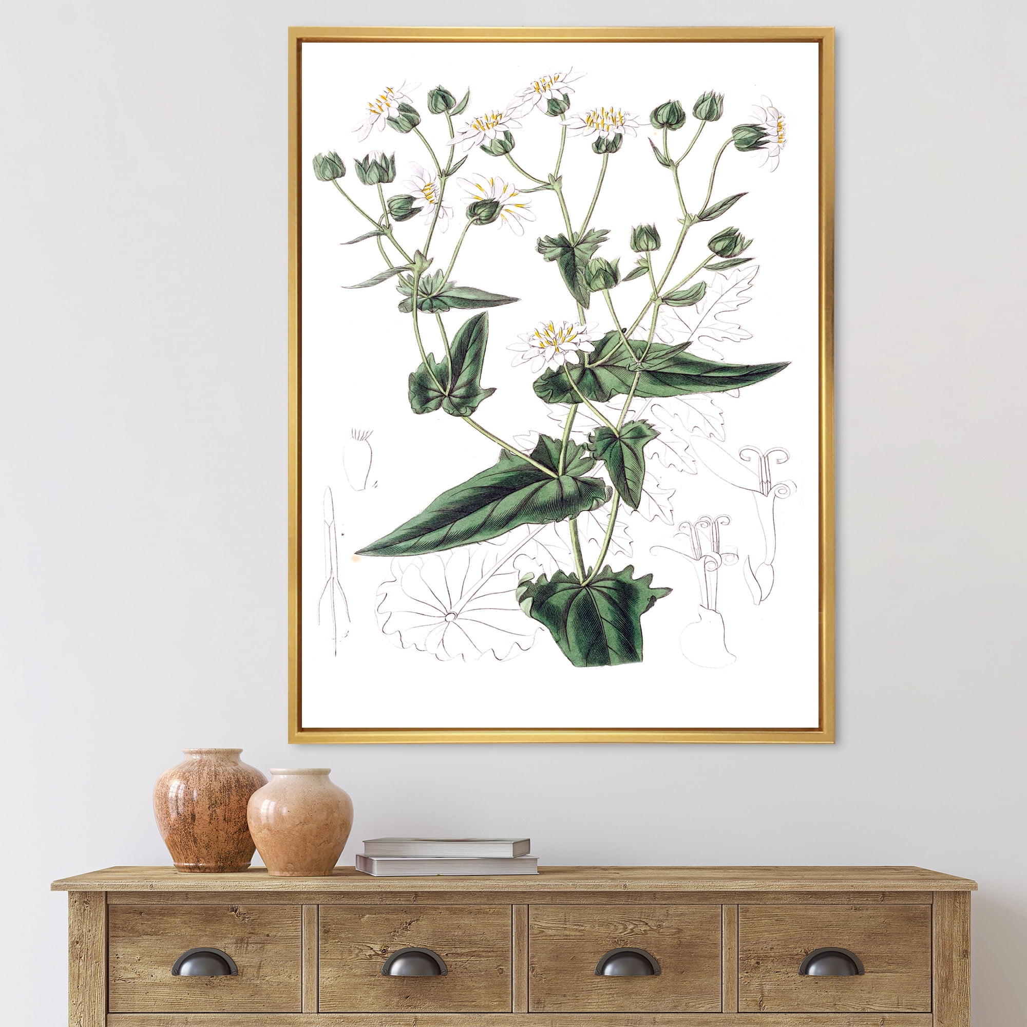 Designart 'Ancient Plant Life XXII' Traditional Framed Canvas Wall Art Print