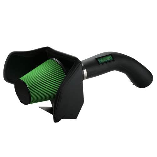 Green Filter 2565 Cold Air Intake  Black Molded Rubber Tube; Green Filter; With Heat Shield