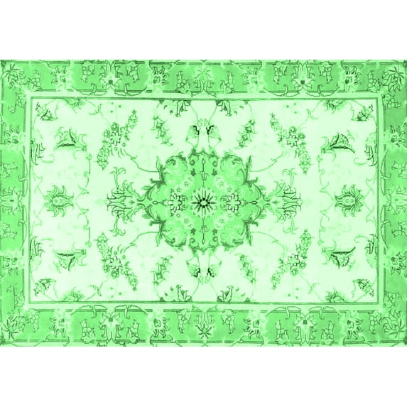 Ahgly Company Indoor Rectangle Medallion Emerald Green Traditional Area Rugs, 2' x 5'