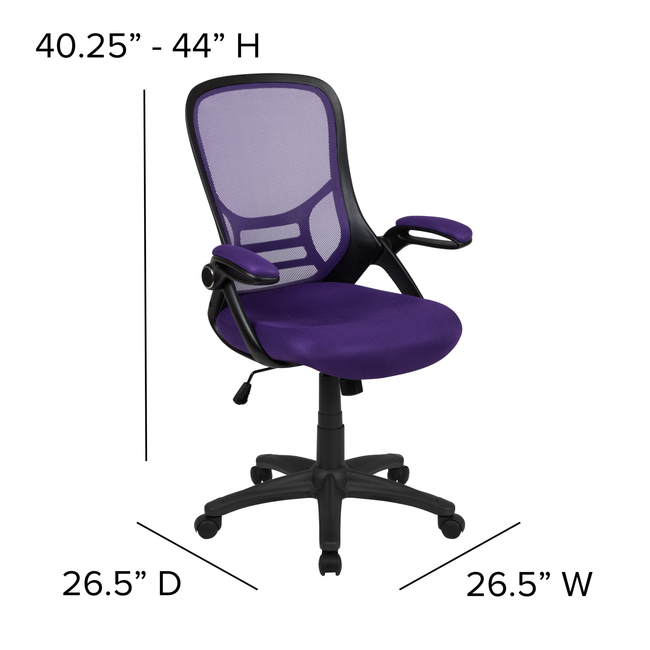 Flash Furniture Porter Ergonomic Mesh High-Back Swivel Office Chair with Flip-Up Armrests, Purple