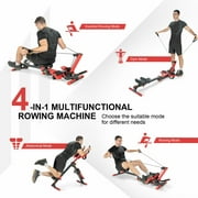 Gymax 4 in 1 Folding Rowing Machine AB Crunch Workout Machine W/Control Panel Home Gym