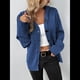 thumbnail image 4 of Cárdigan Informal con Cuello en V y Botones para Mujer, Sudadera con Capucha y Larga Azul Real M, 4 of 10